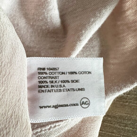 AG Adriano Goldschmied T-Shirt Womens Size S Light Pink with Real Silk Back - Picture 6 of 6